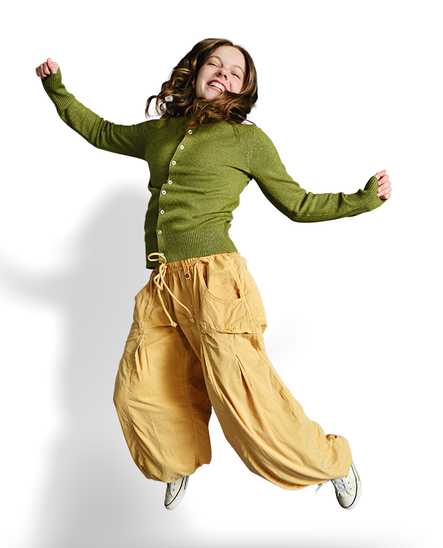 Woman jumping joyfully