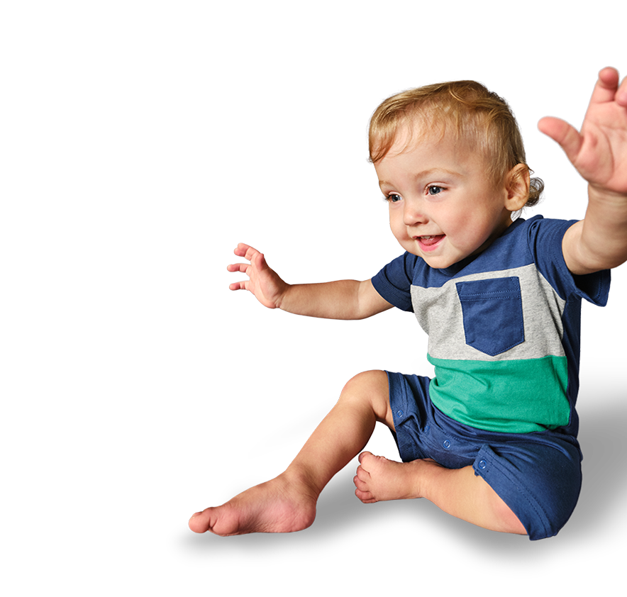 Toddler smiling and reaching out
