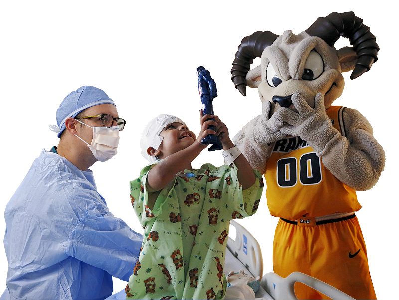 CHF Mascot with Doctor and Patient